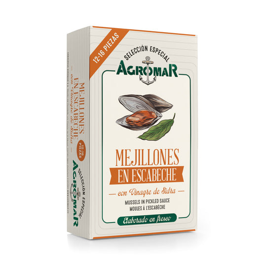 Mussels pickled with cider vinegar